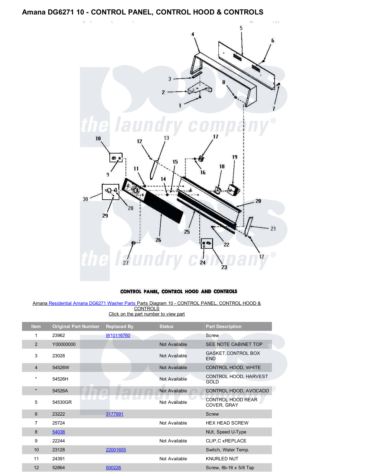 Amana DG6271 Parts Diagram