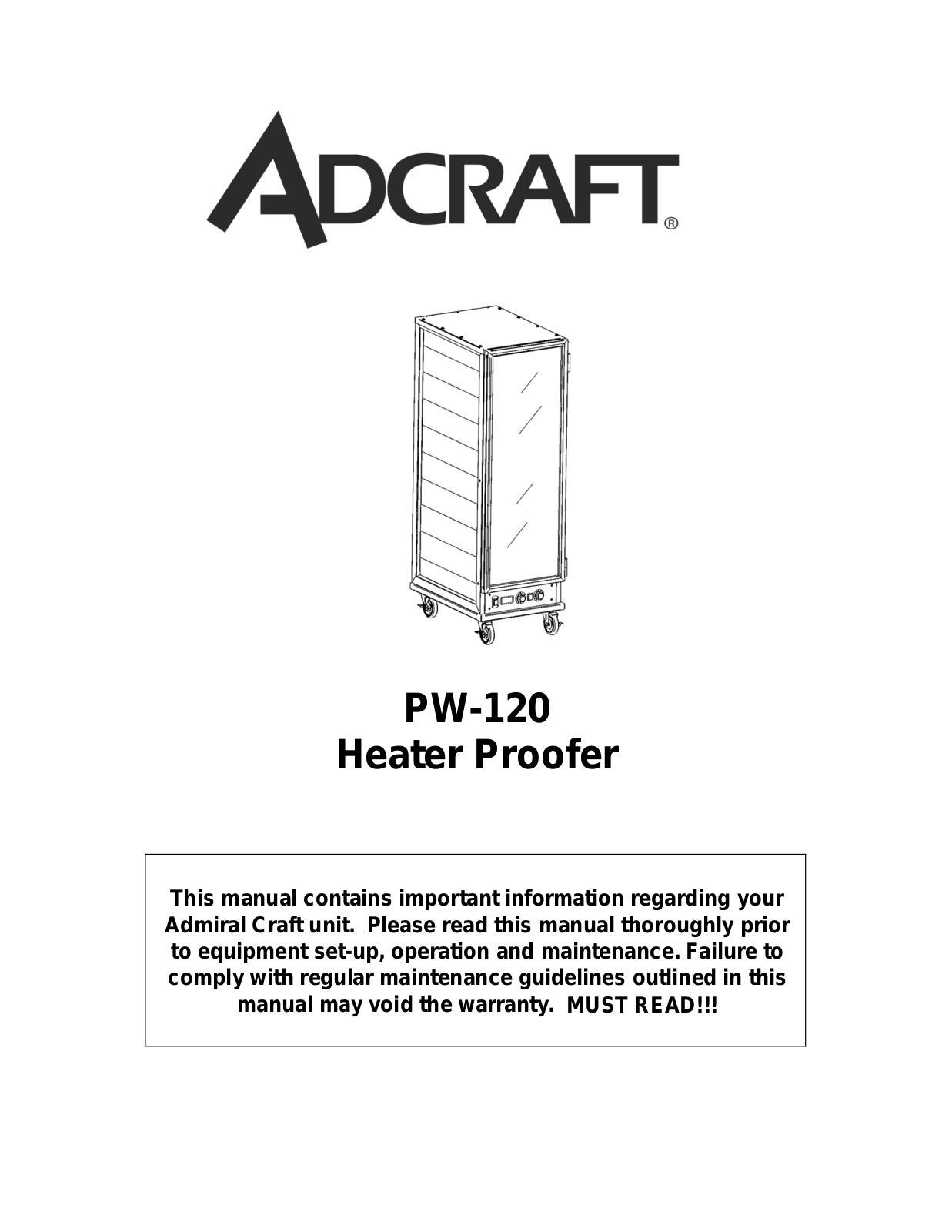 Adcraft PW-120 Installation  Manual