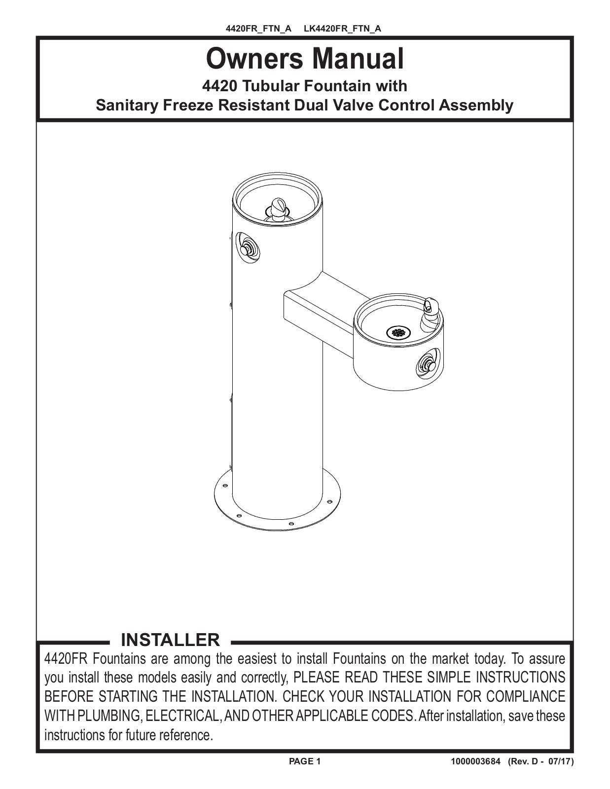 Elkay 4420 Installation Manual