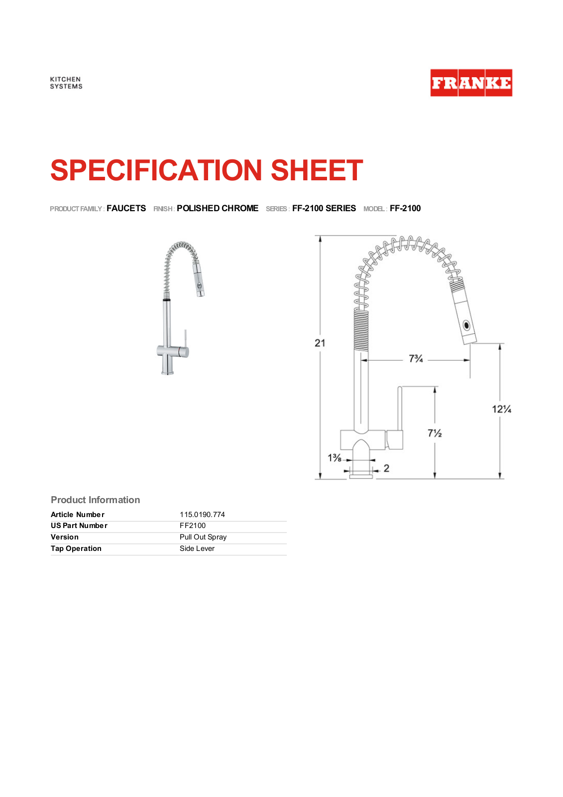 Franke Foodservice FF-2100 User Manual