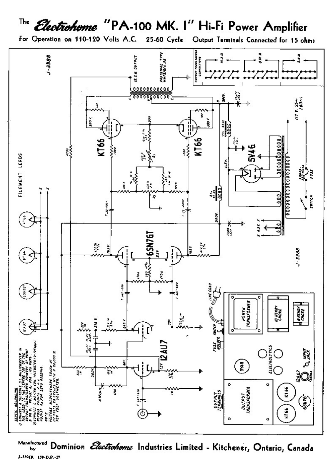 ElectroHome PA100_MKI Schematic - ManualMachine.com