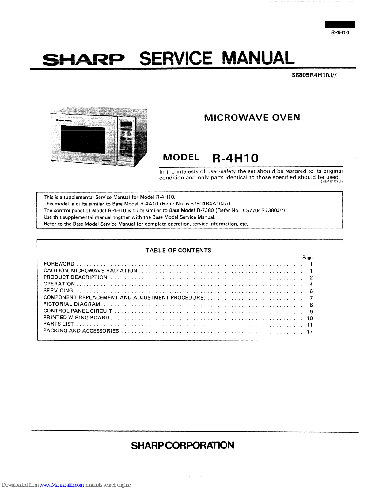 Sharp R-4H10 Service Manual - ManualMachine.com