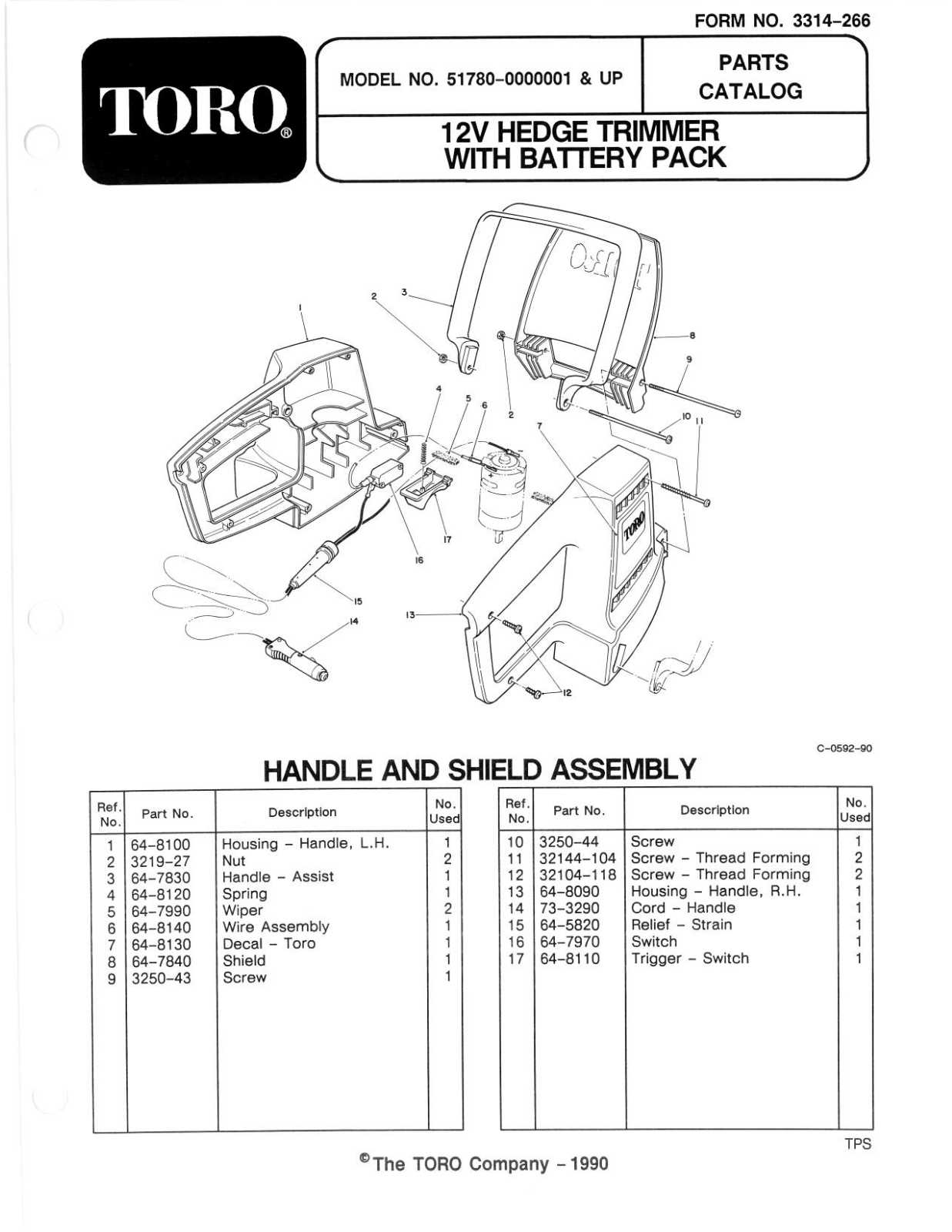 Toro 51780 Parts Catalogue