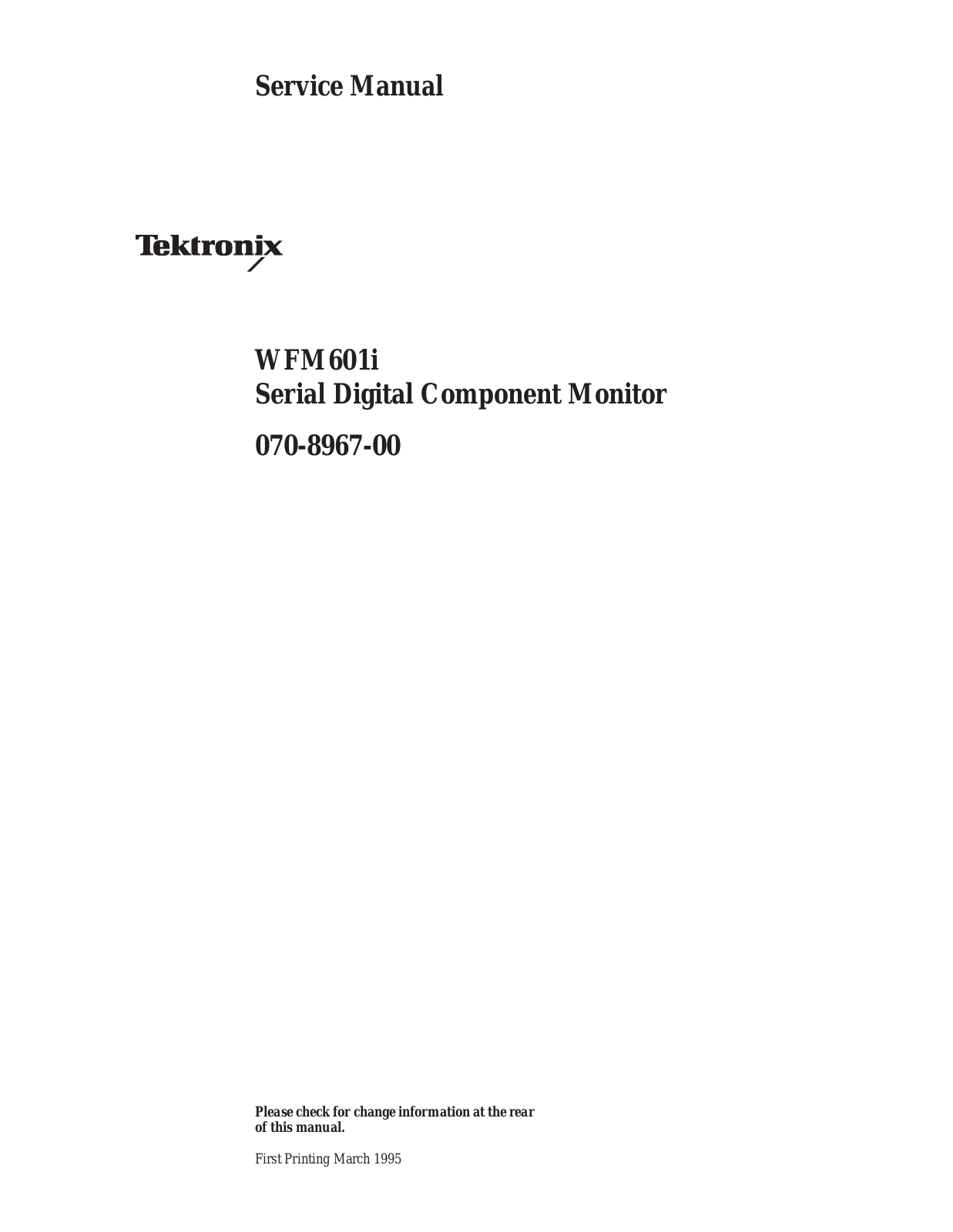 Tektronix WFM 601i Service Manual