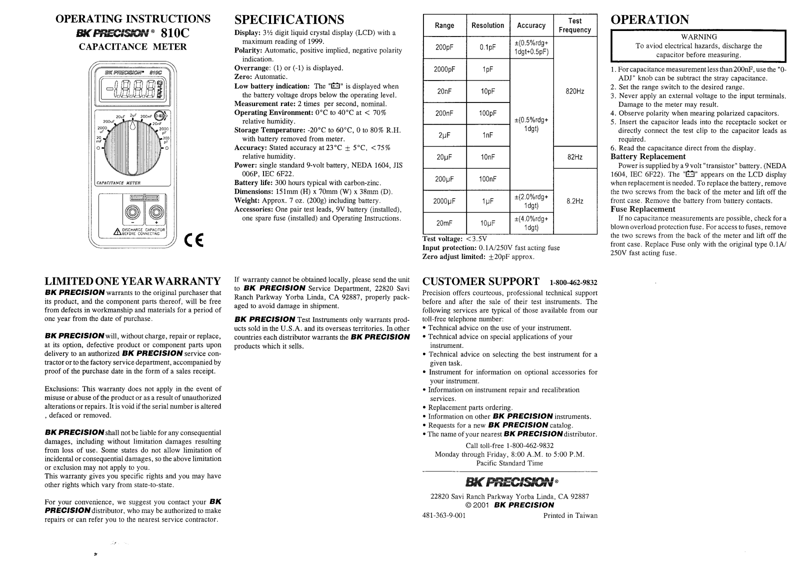 B&K Precision 810C Instruction Manual