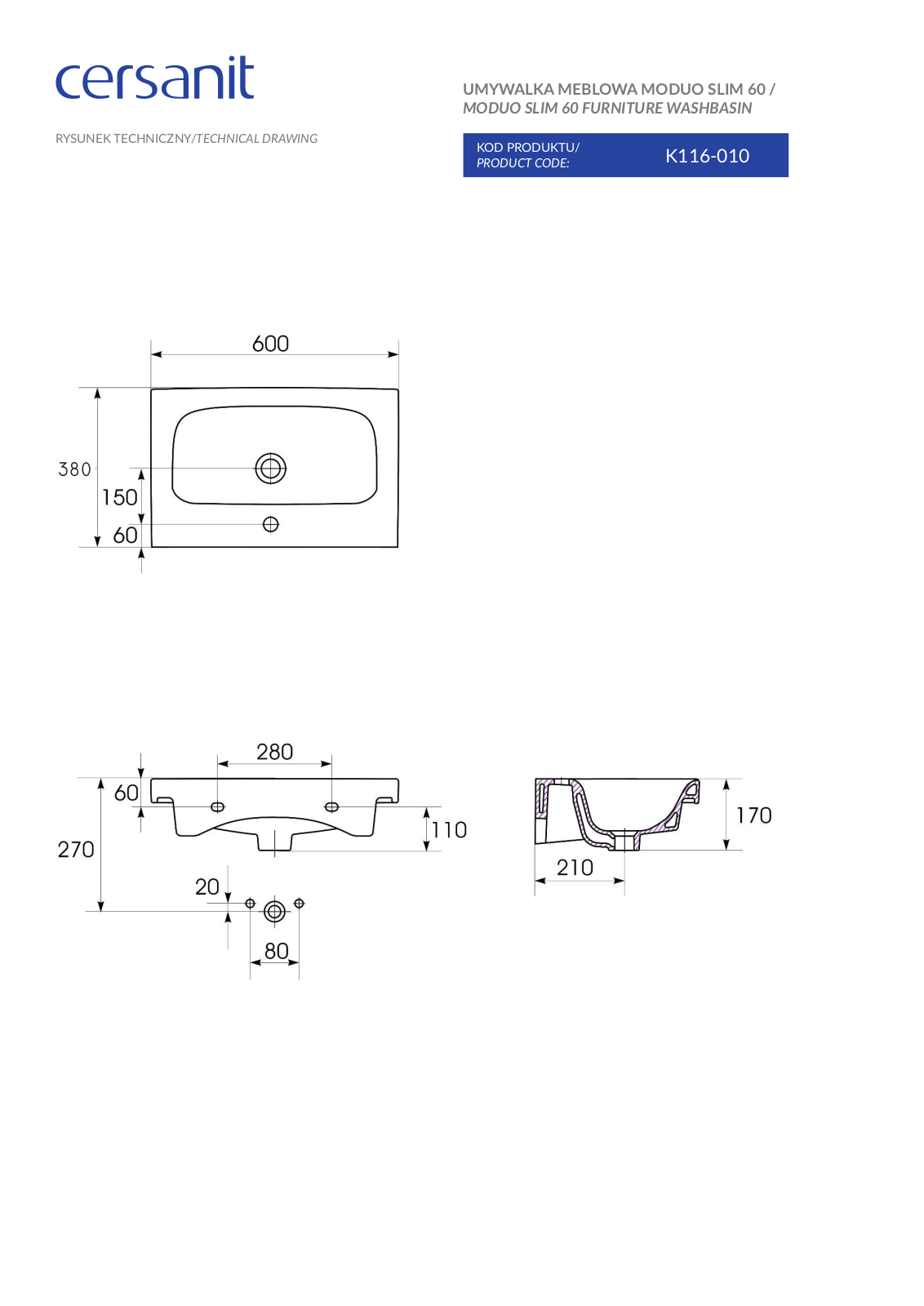 Cersanit K116-010 Drawing - ManualMachine.com