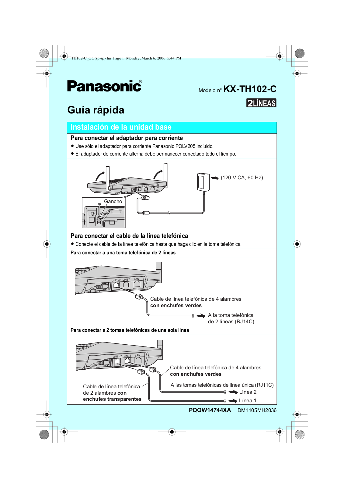 Panasonic KX-TH102C Quick guide