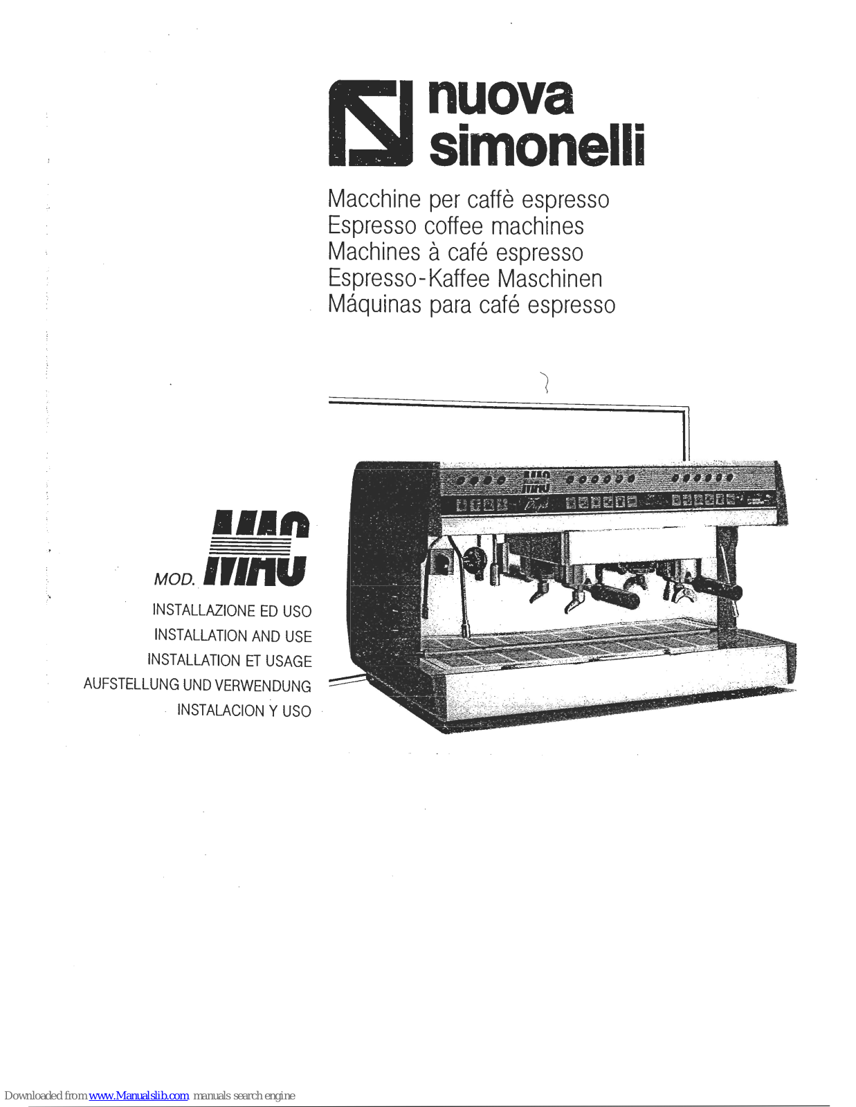 Nuova Simonelli MAC Installation And Use Manual