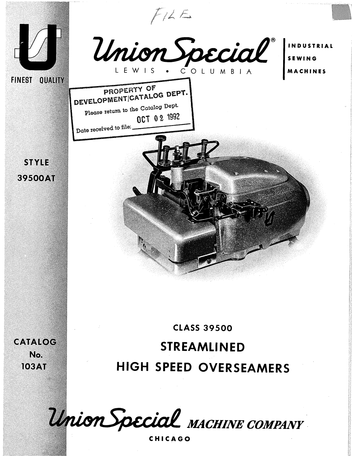 Union Special 39500AT Parts List