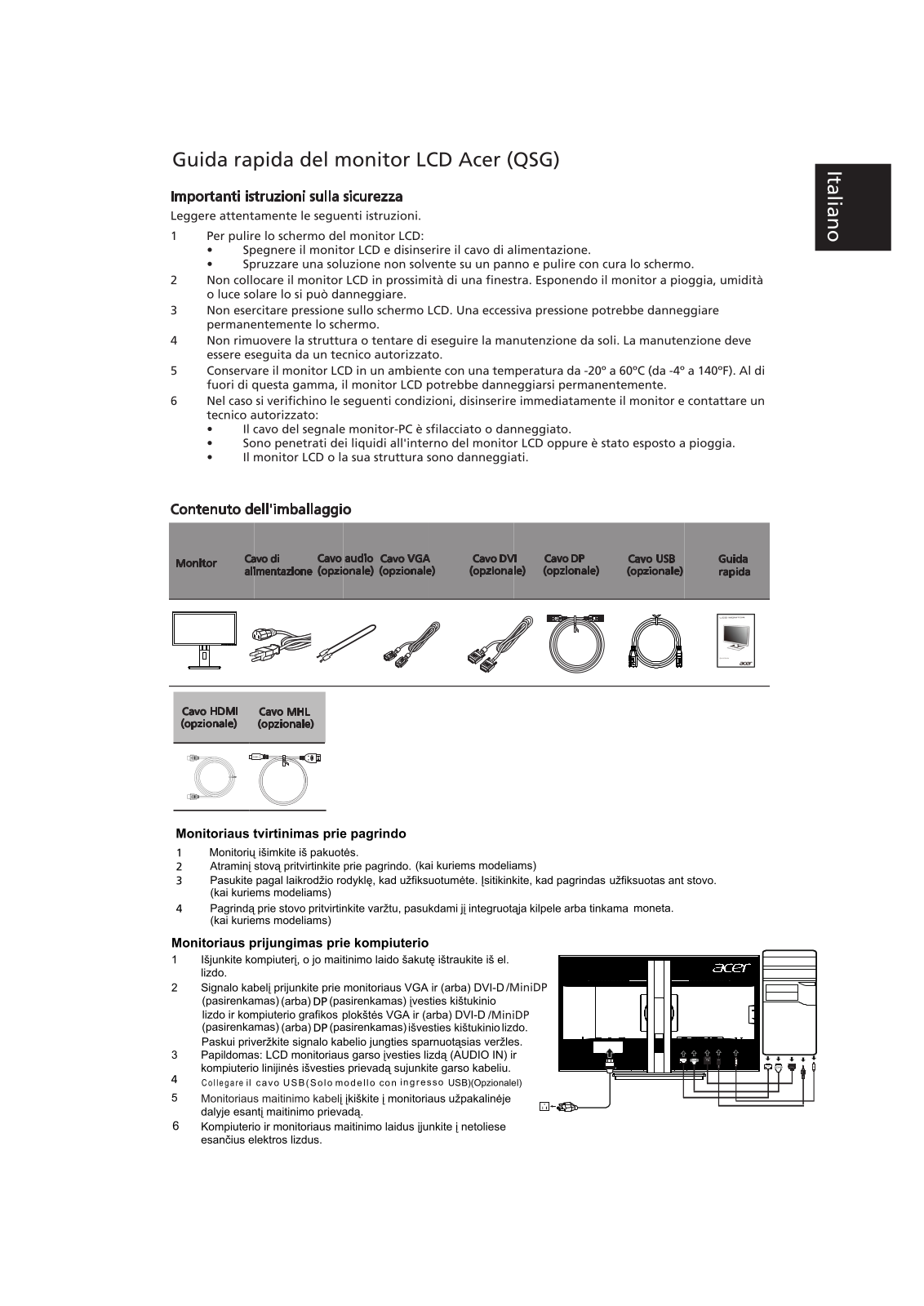 Acer XB280HK QUICK START GUIDE