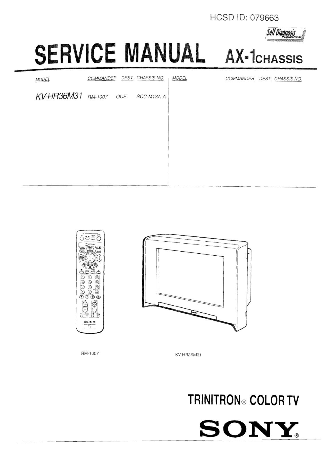 Sony AX-1, KV-HR36M31 Service Manual