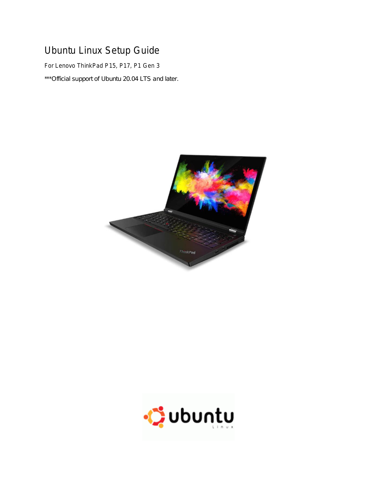 Lenovo ThinkPad P15, ThinkPad P17, ThinkPad P1 Gen 3 Setup Guide - ManualMachine.com