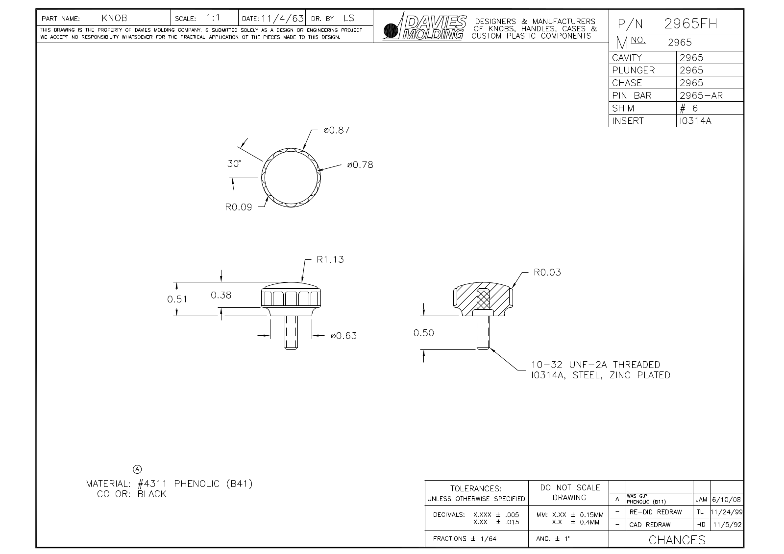 Davies Molding 2965FH Reference Drawing