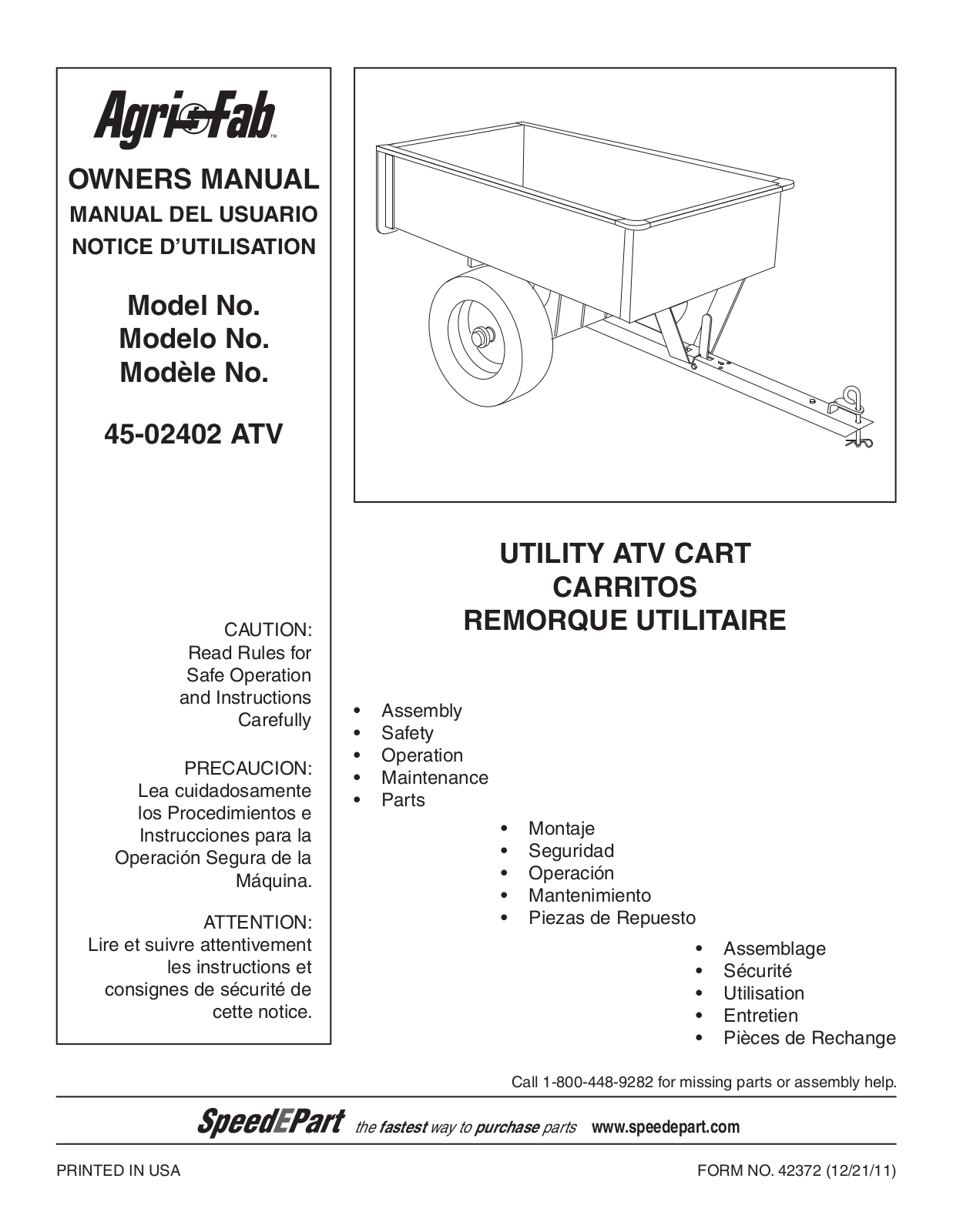 Agri-Fab 45-02402 ATV User Manual