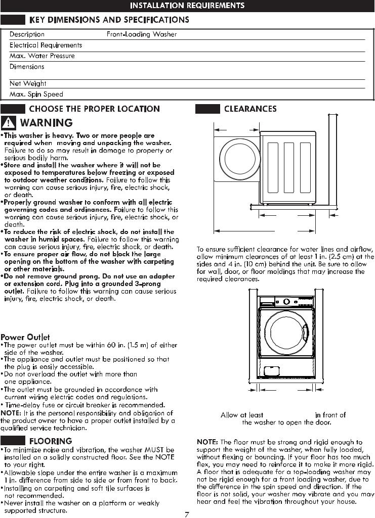 Kenmore Elite 4.5 cu. ft. Front-Load Washer Owner's Manual