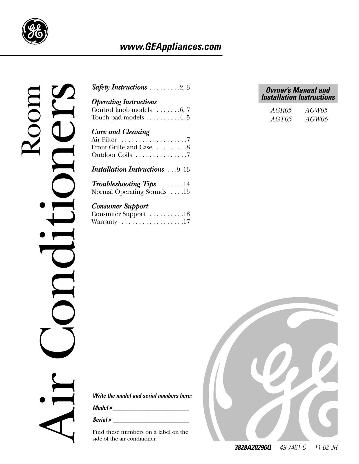 LG AGR05LBG1, AGT05LBG1 User Manual