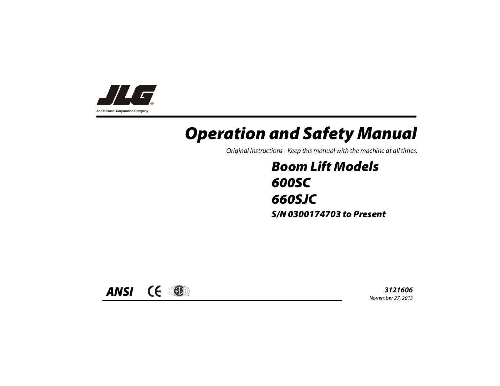 JLG 600SC-660SJC Operator Manual