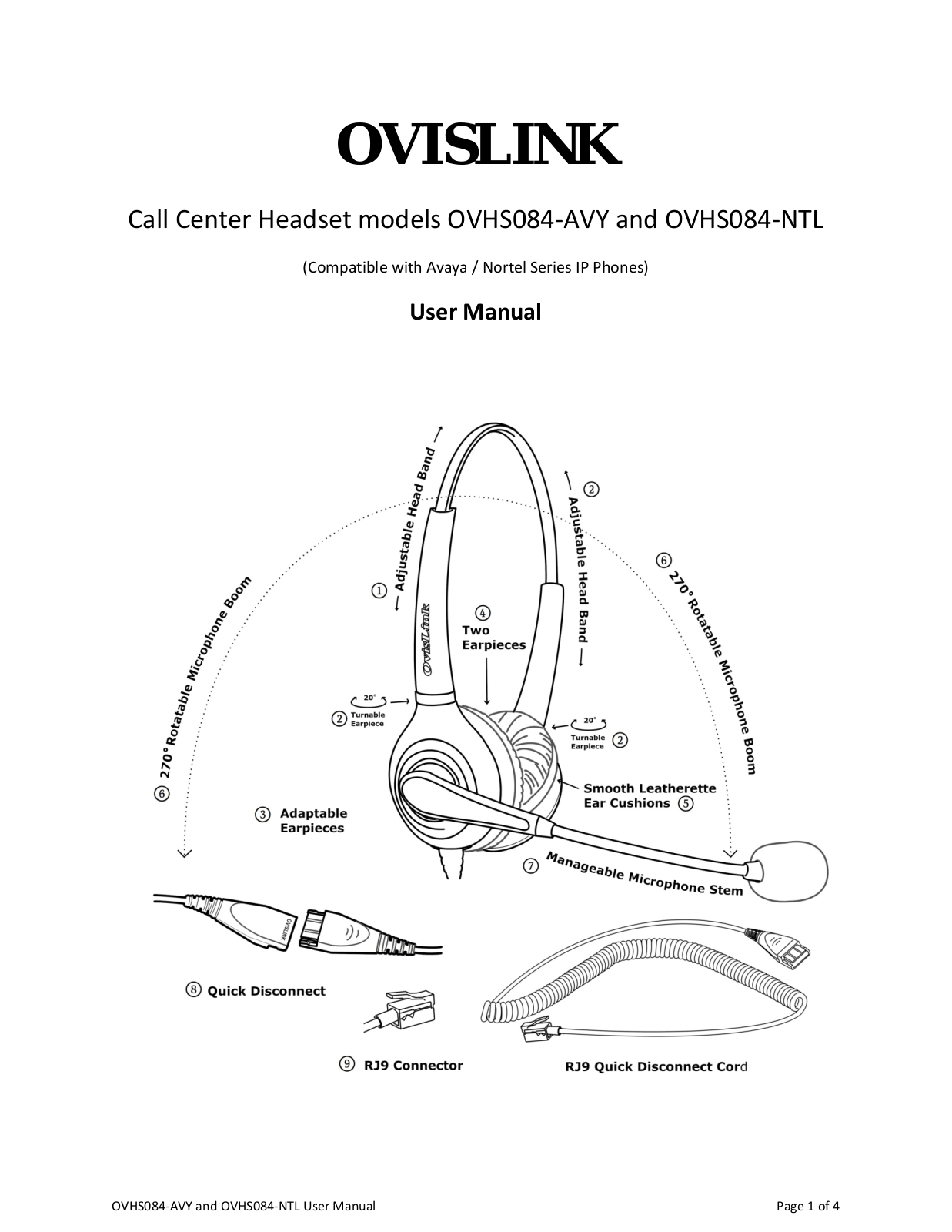 Ovislink OVHS084-AVY, OVHS084-NTL User Manual