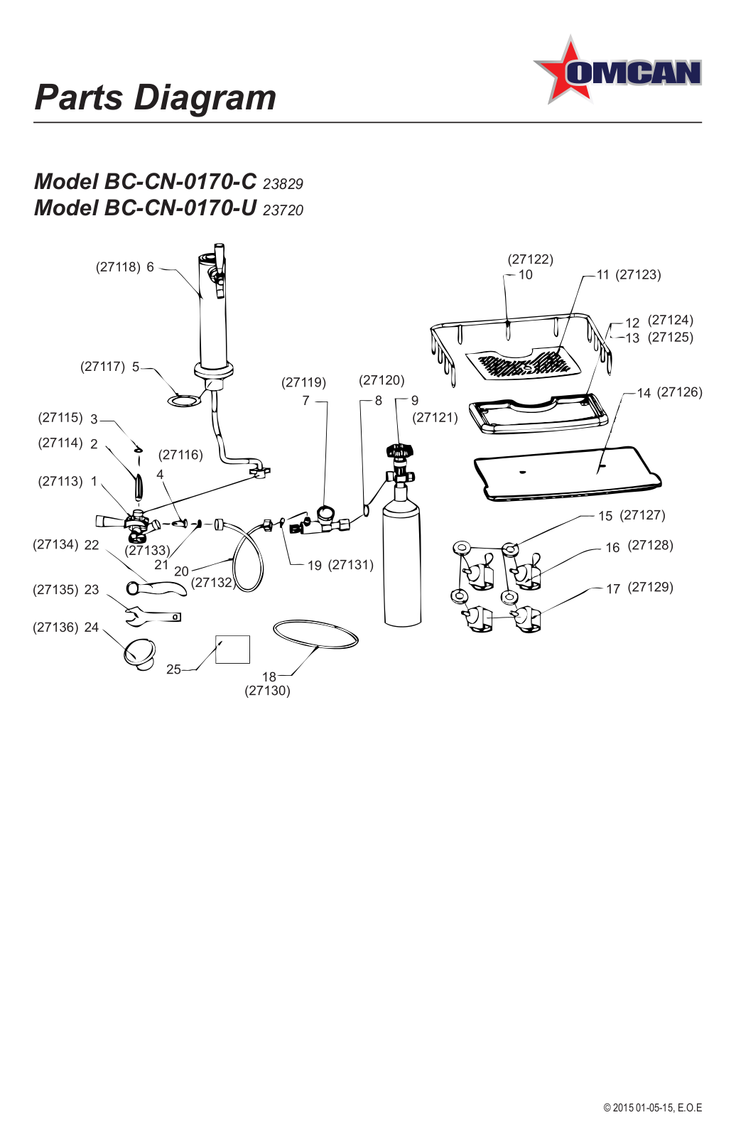 Omcan Food Machinery BC-CN-0170-C Parts List