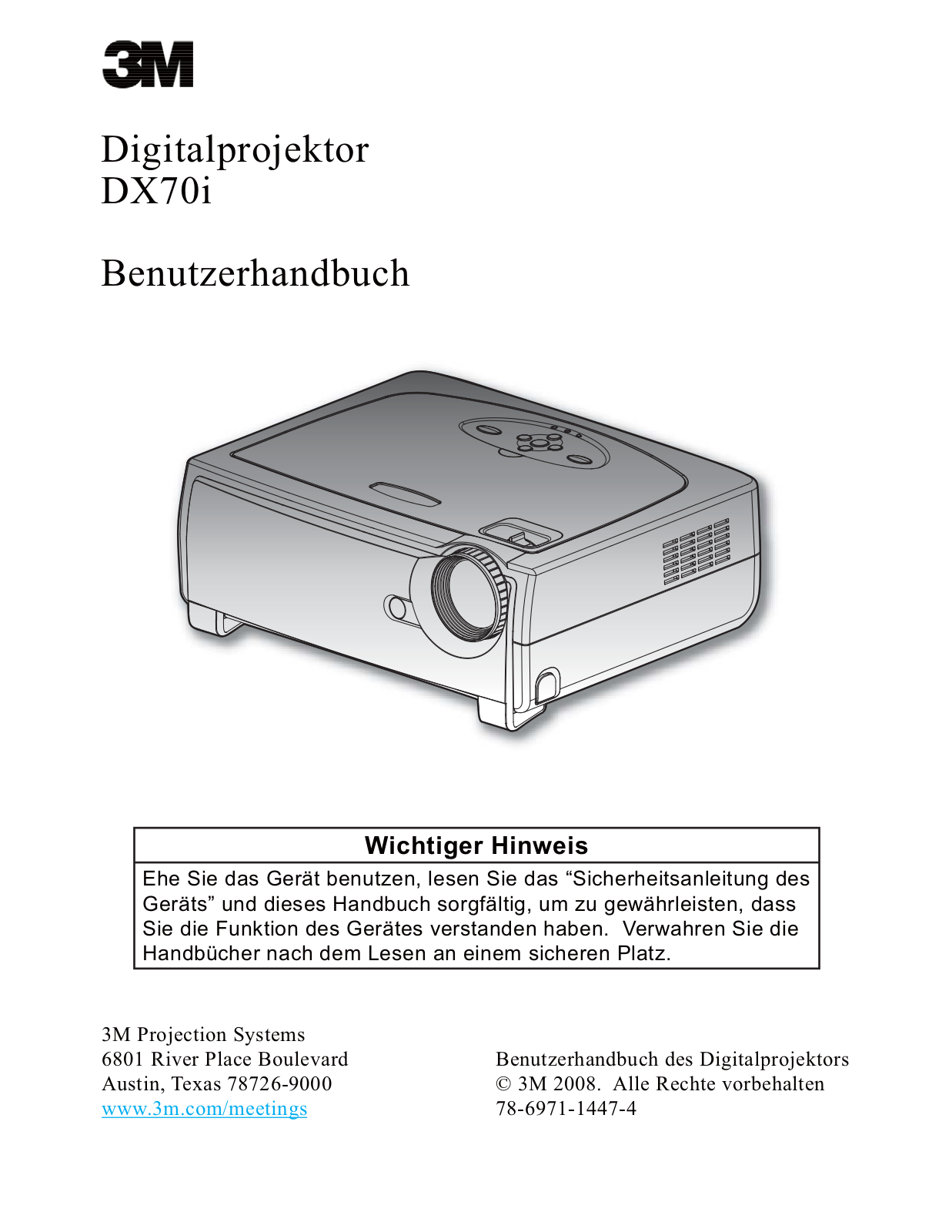 3M DX70i Operator Guide