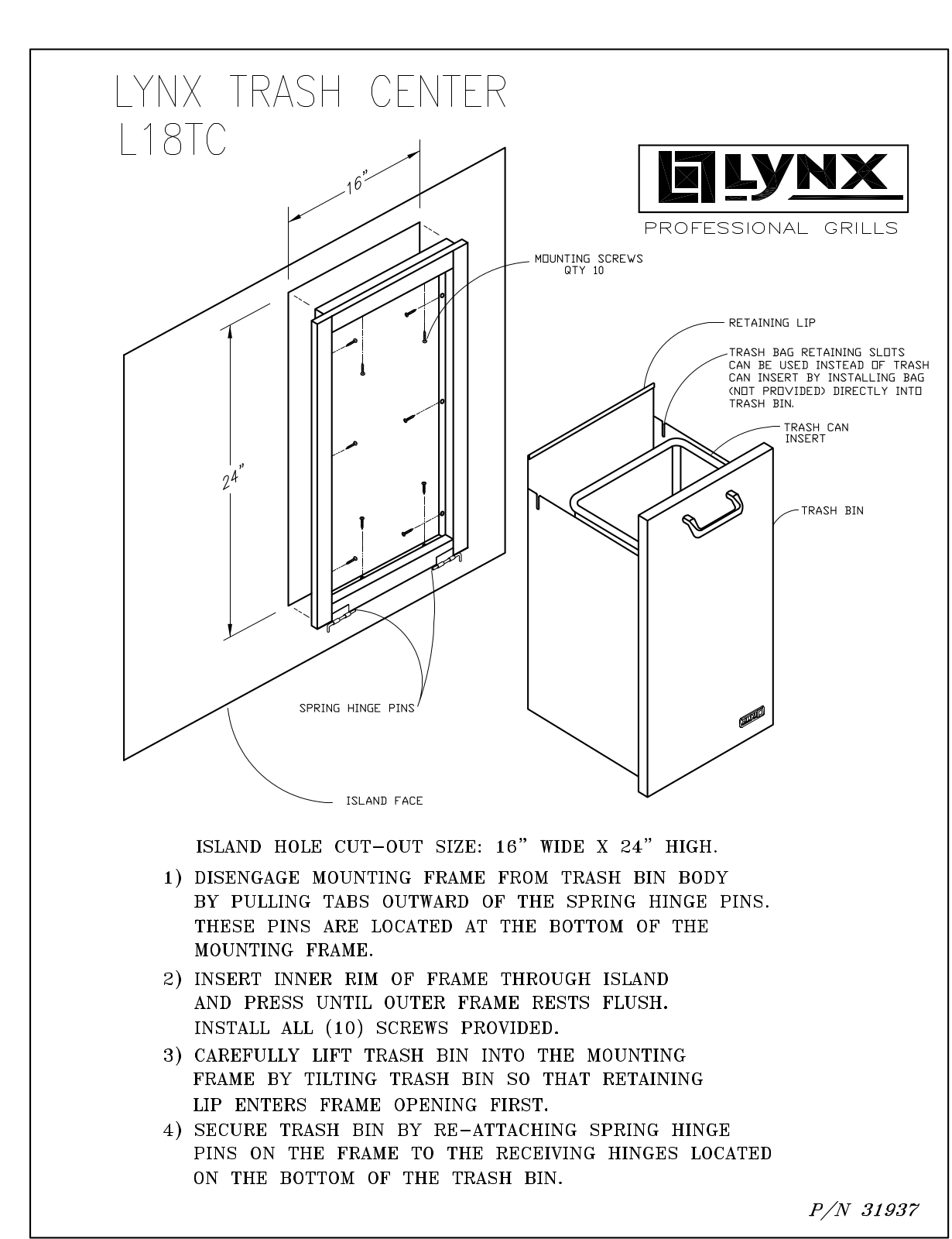 Lynx L18TC Installation Manual