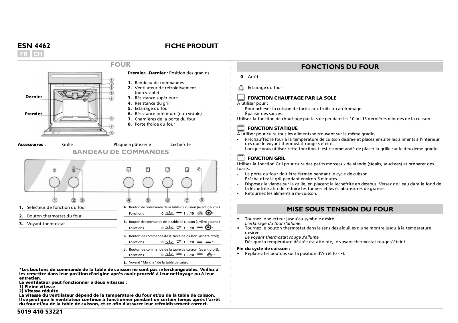 bauknecht ESN 4462 Product sheet