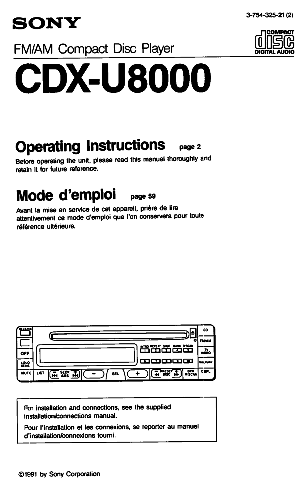 Sony CD-XU8000 User Manual