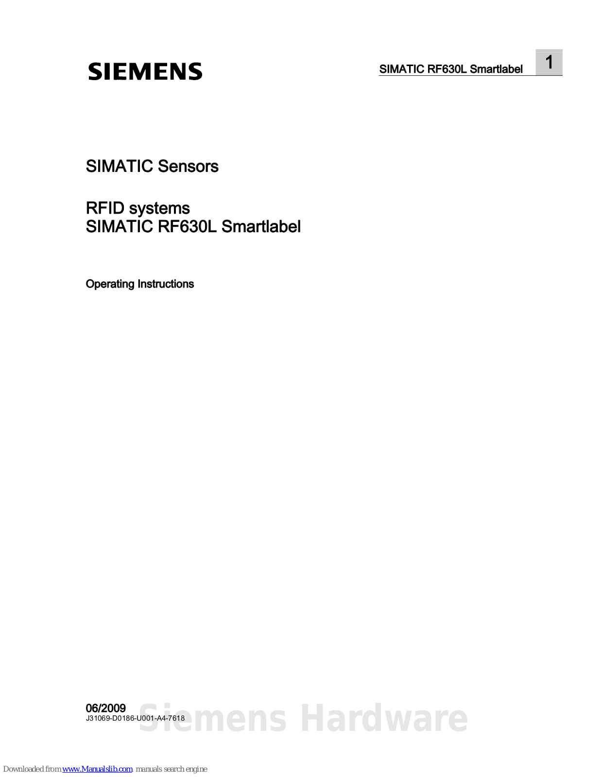 Siemens SIMATIC RF630L Smartlabel Operating Instructions Manual