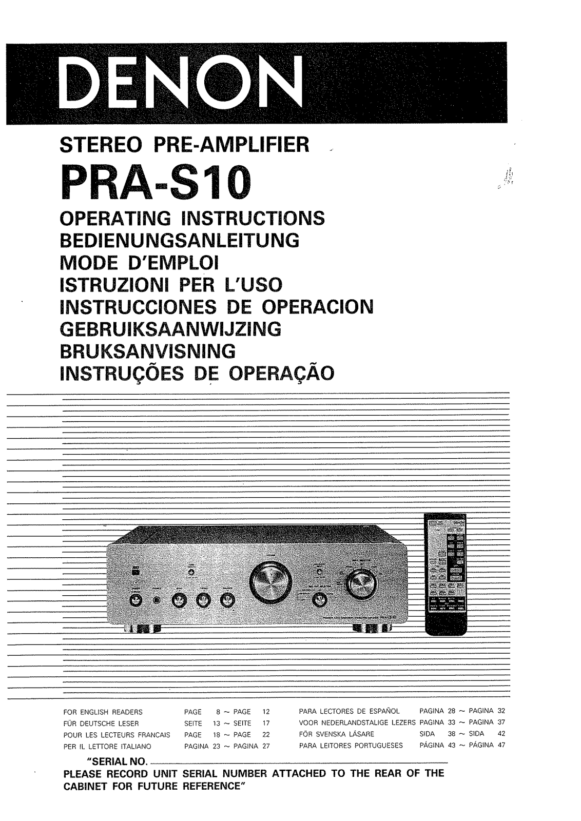 Denon PRA-S10 Owners Manual