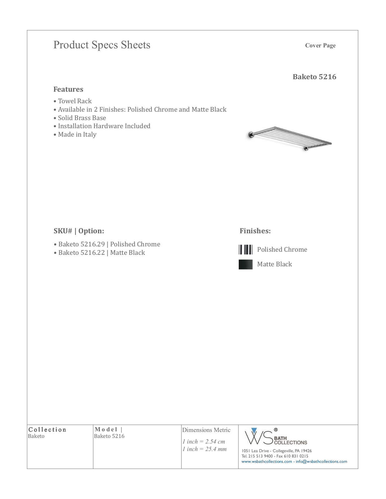 WS Bath Collections WSO1021 Specifications - ManualMachine.com