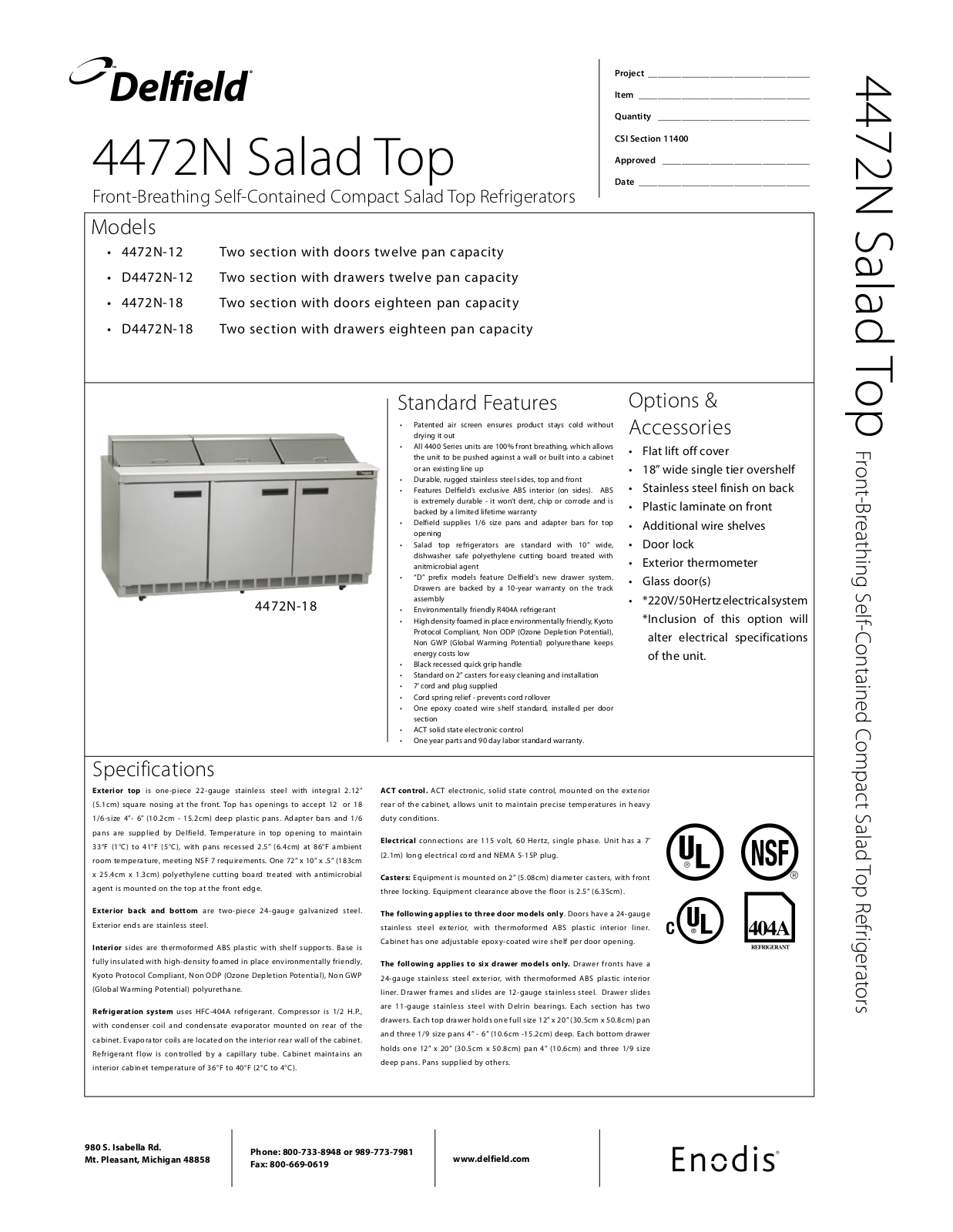 Delfield 4472N-18 User Manual