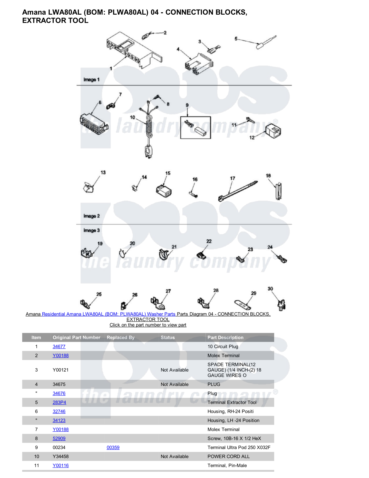 Amana LWA80AL Parts Diagram