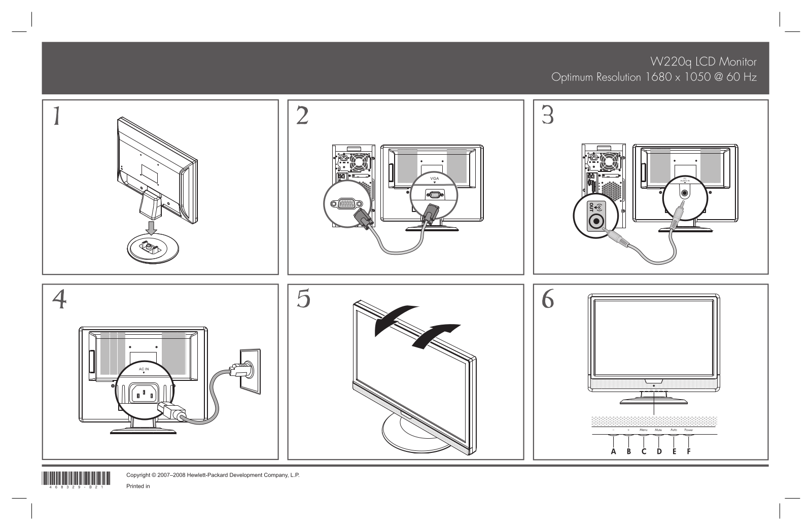 HP Compaq W220q Setup Poster