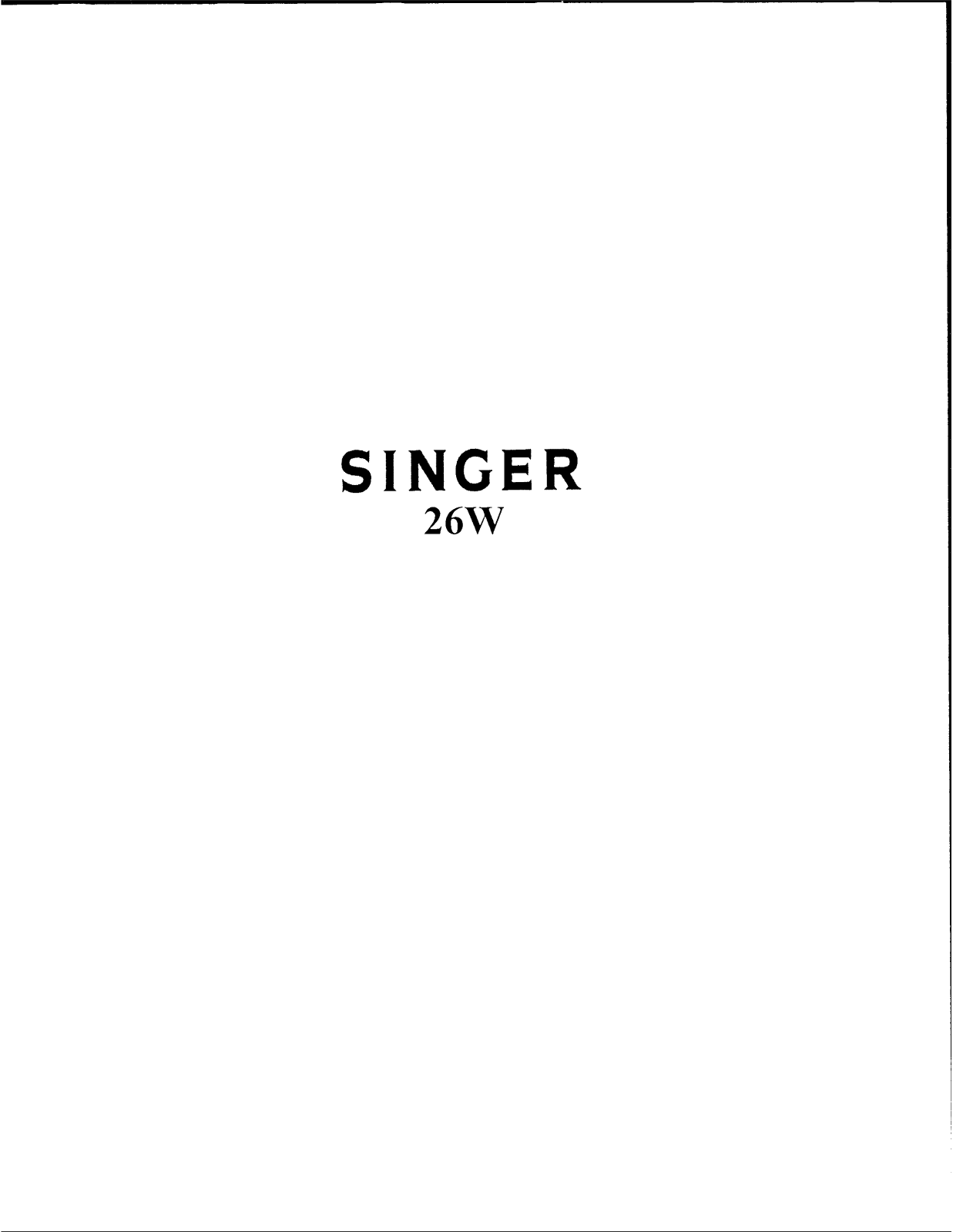 Singer 26W User Manual