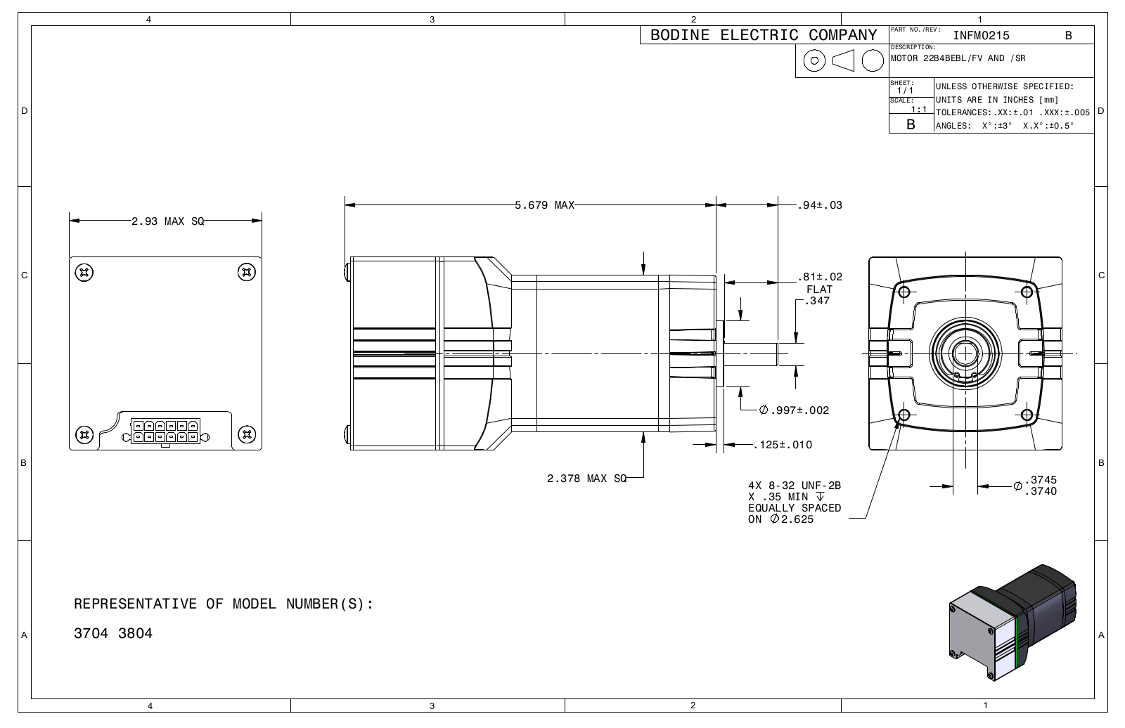 Bodine 3704, 3804 Reference Drawing