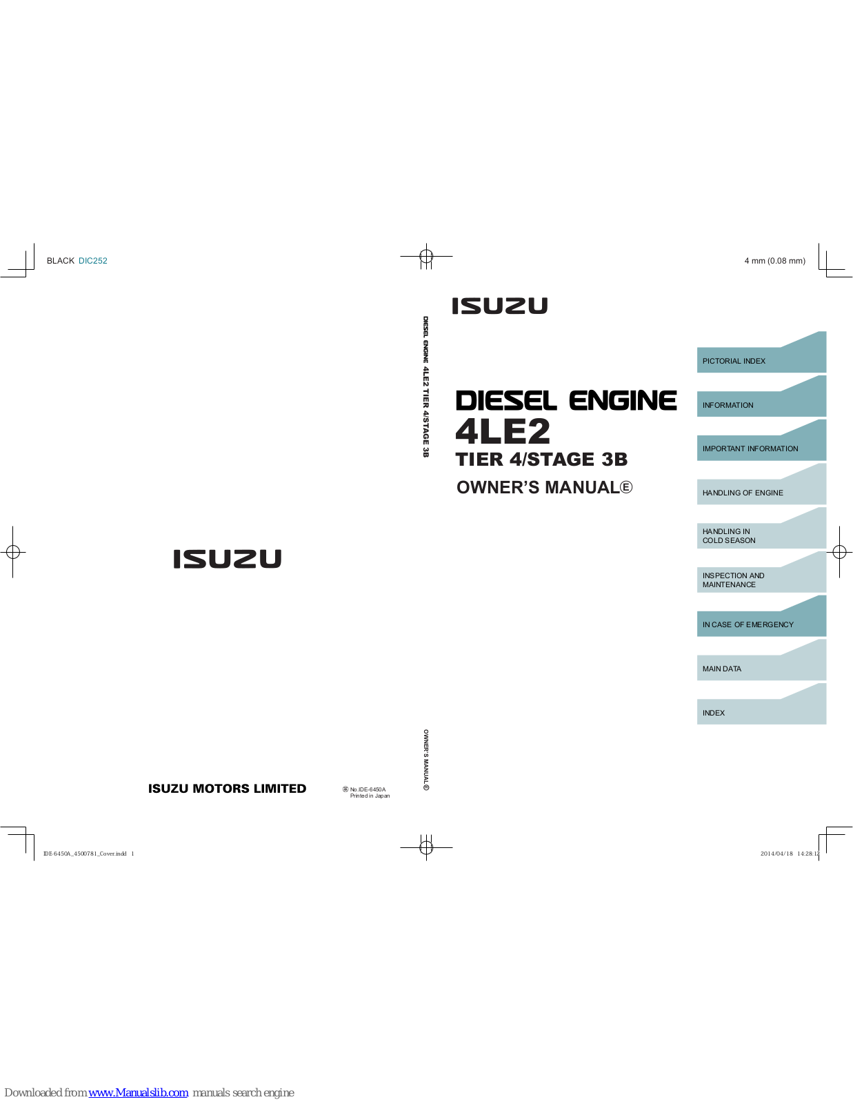 Isuzu 4LE2 Owner's Manual