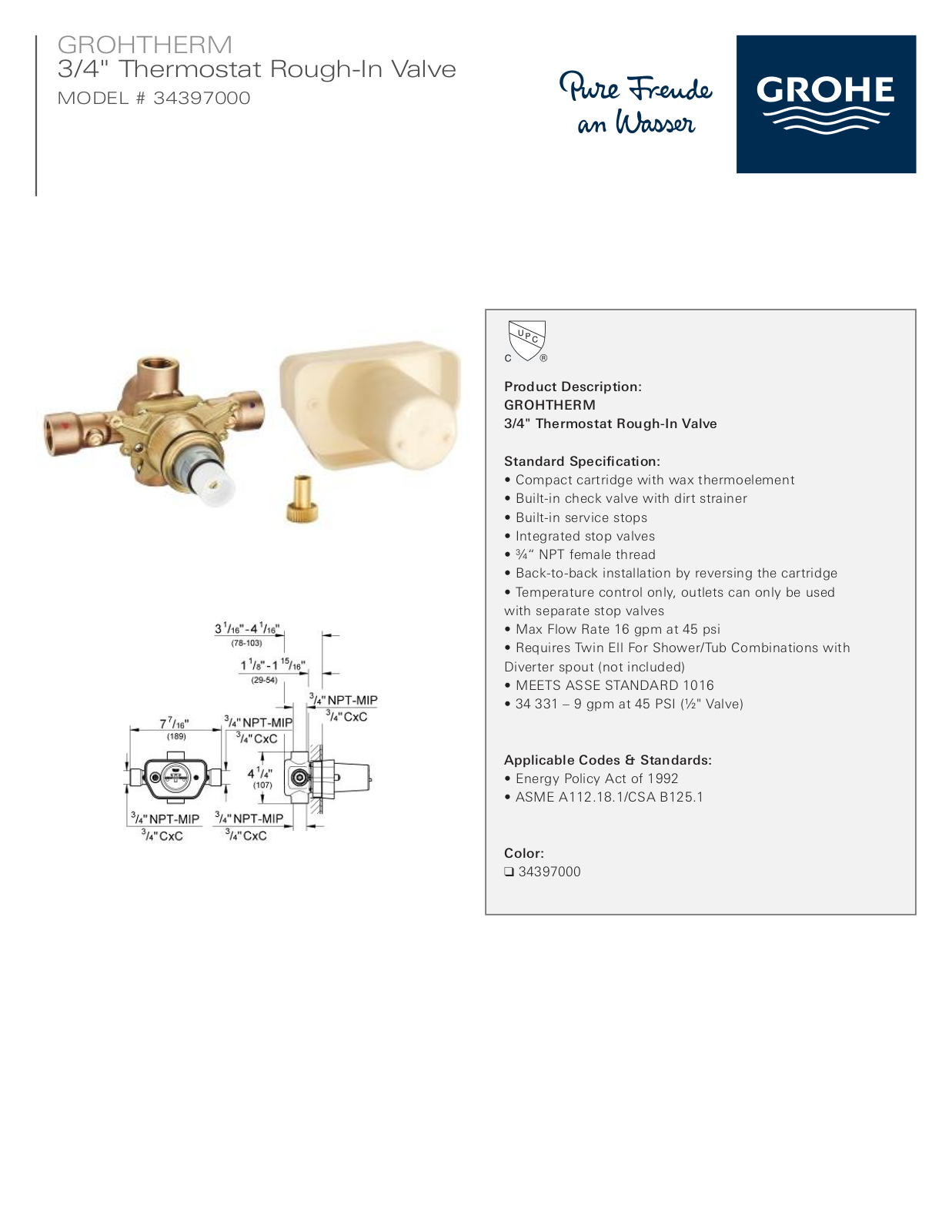 GROHE GRH5344 Specifications - ManualMachine.com