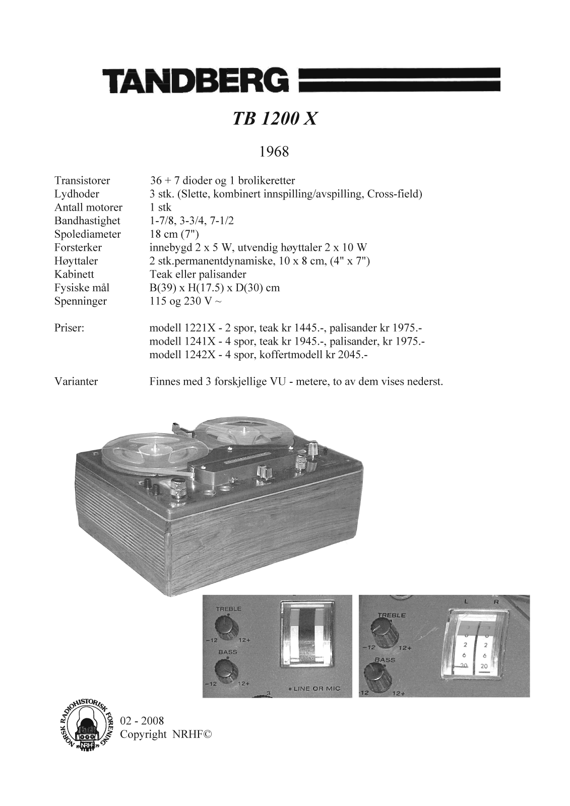 Tandberg TB-1200-X Schematic