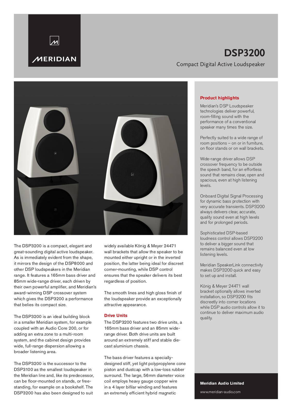 Meridian DSP3200 DATASHEET