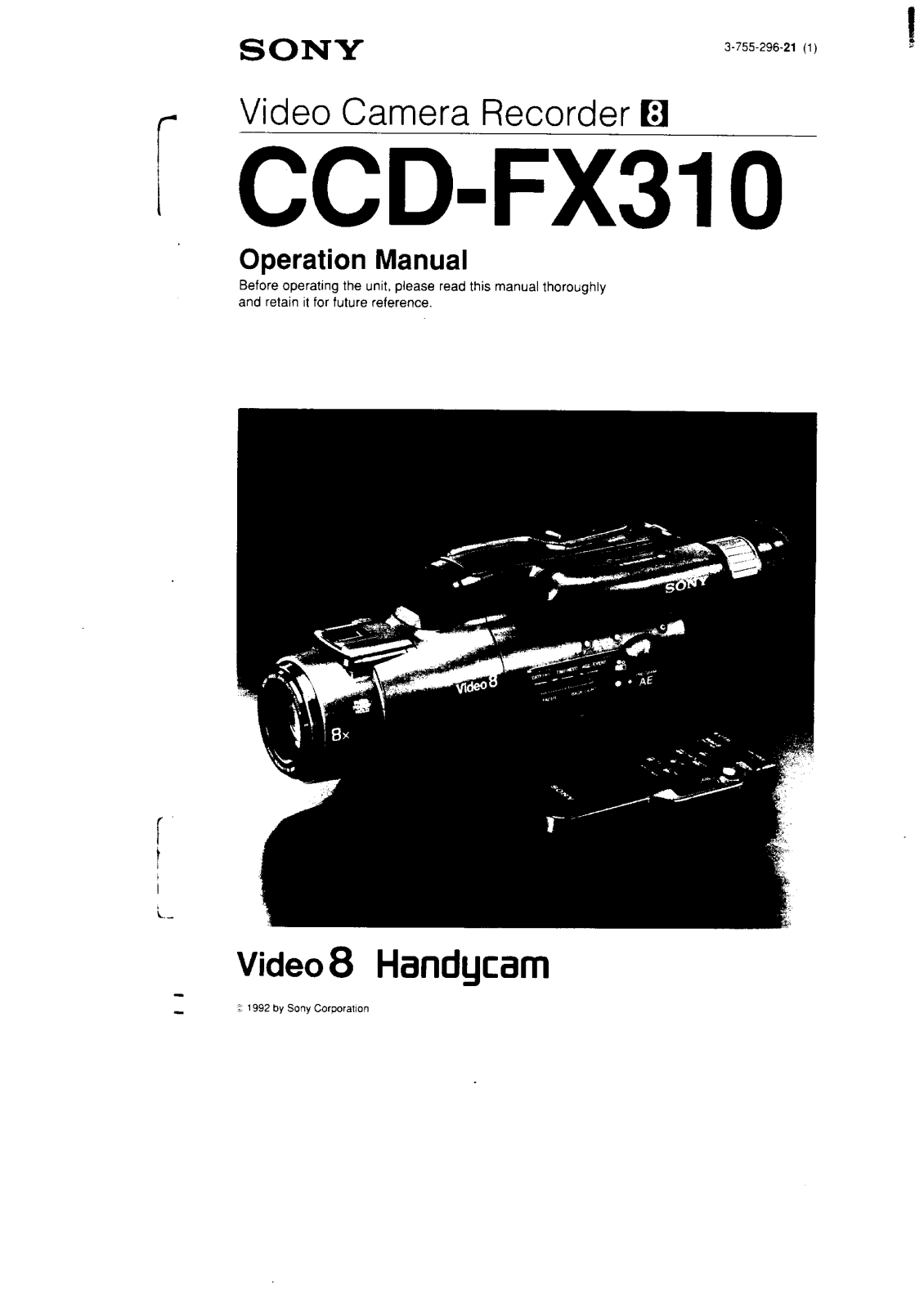 Sony CCD-FX310 Operating Instruction