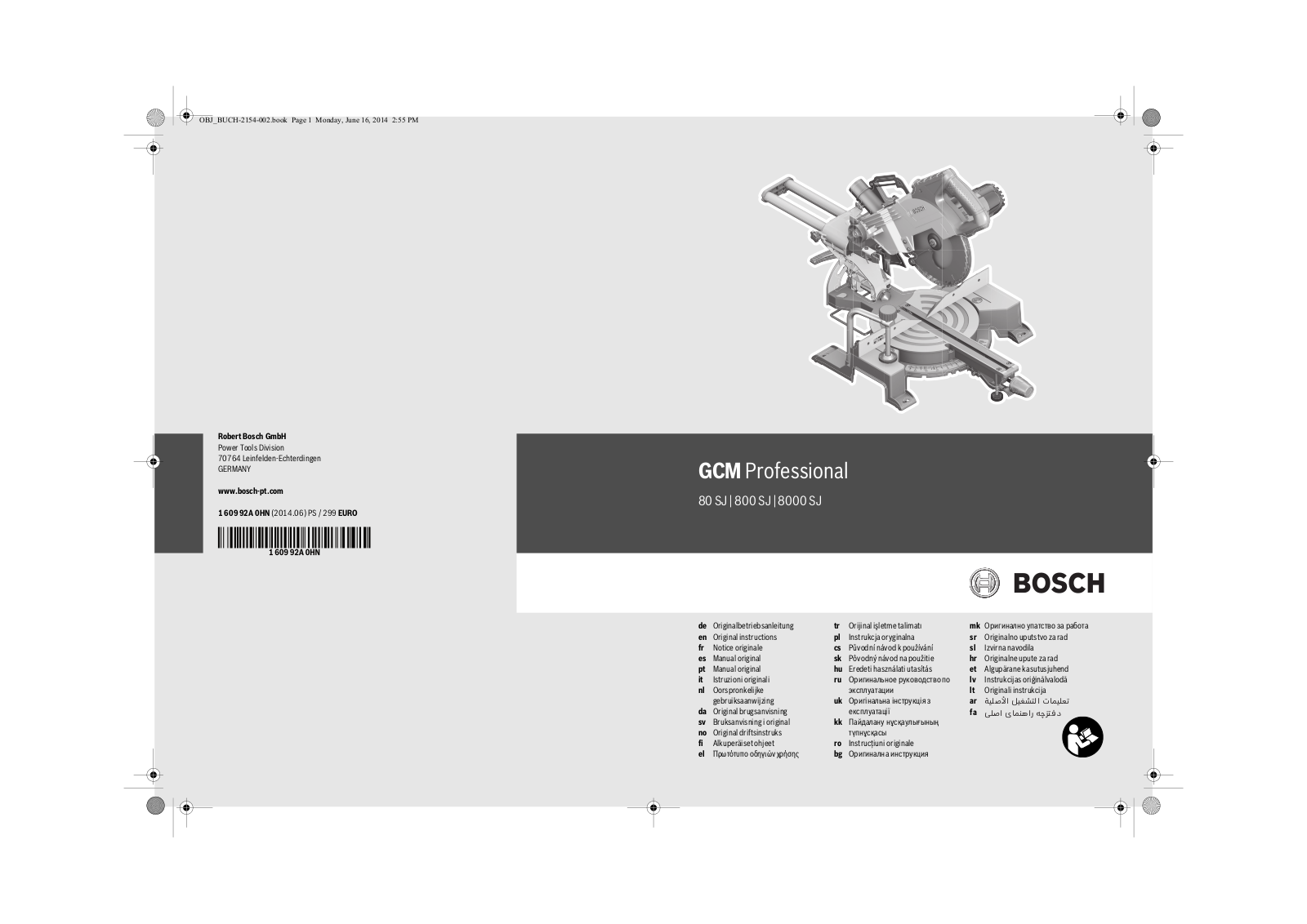 Bosch GCM 80 SJ Professional, GCM 800 SJ Professional, GCM 8000 SJ Professional User guide