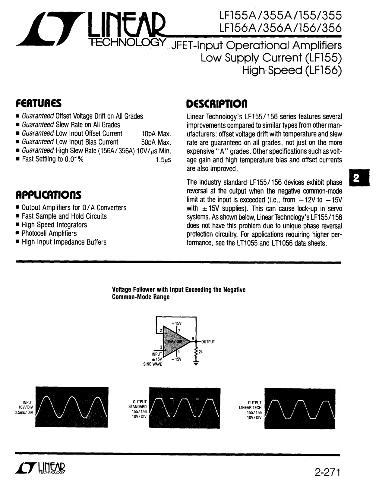 Linear Technology LF155, LF156 Datasheet