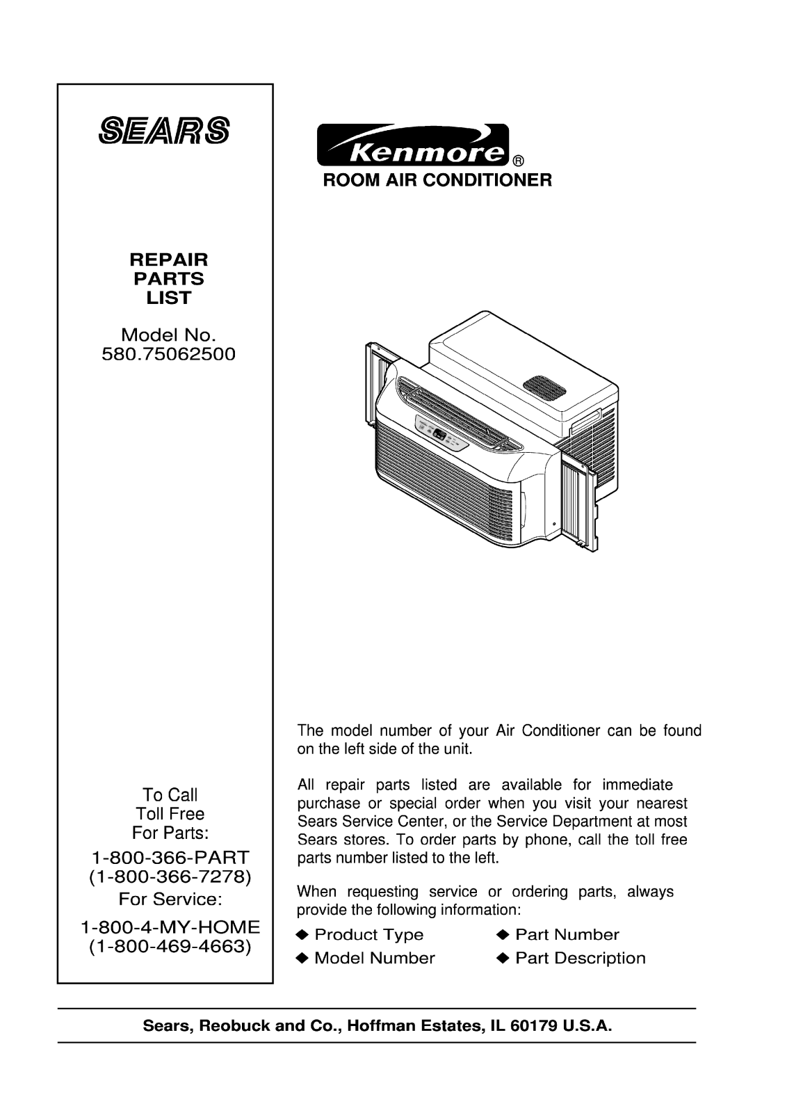 Kenmore 580.75062500 Service Manual