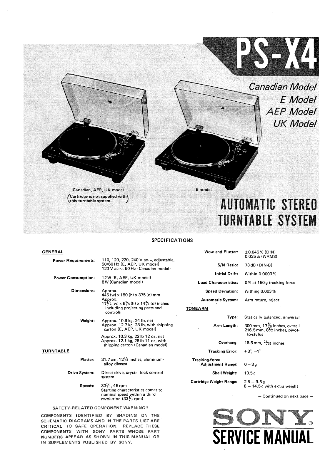 Sony PSX-4 Service manual