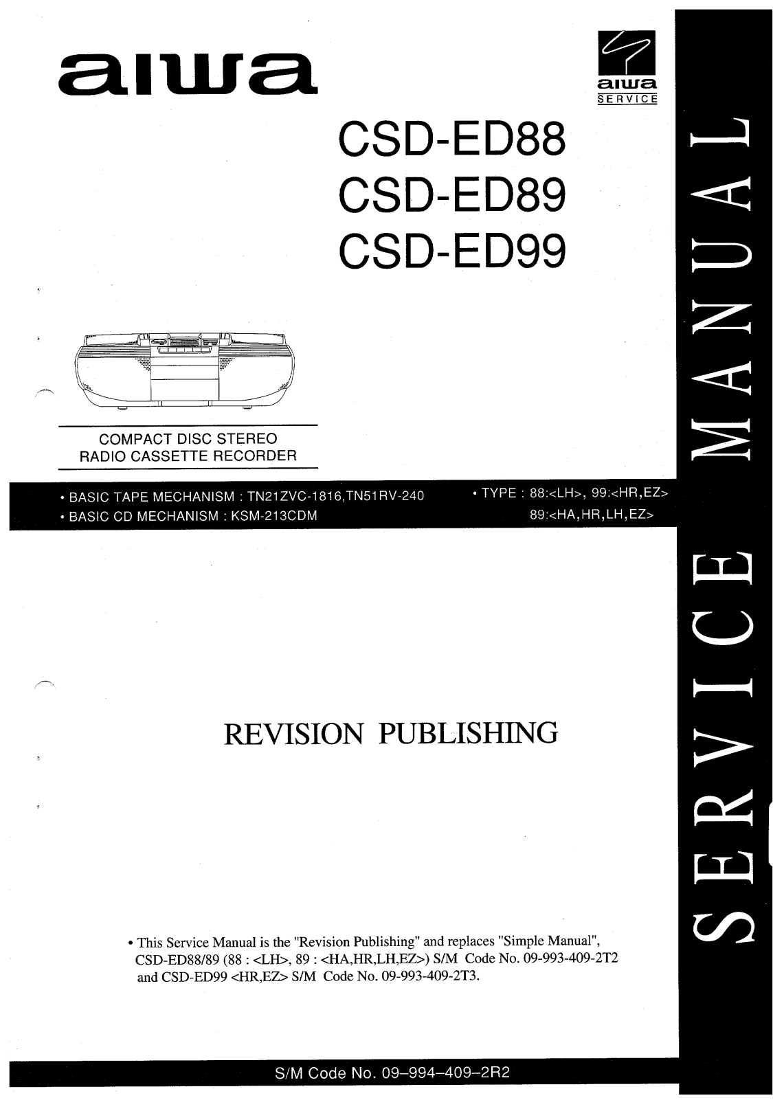 Aiwa CSDED-88, CSDED-89, CSDED-99 Service manual