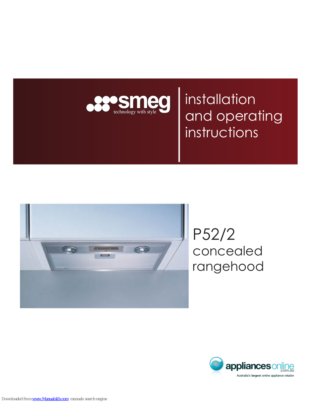 Smeg P52/2 Installation And Operating Instructions Manual