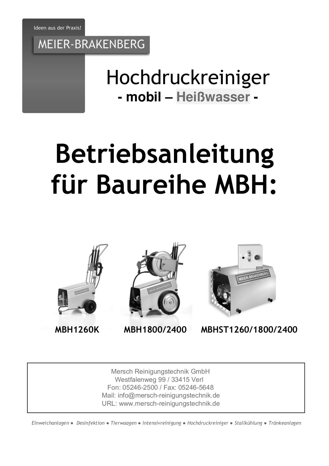 Meier-Brakenberg MBHST2400, MBHST1260, MBH1800, MBH1260K, MBH2400 User Manual