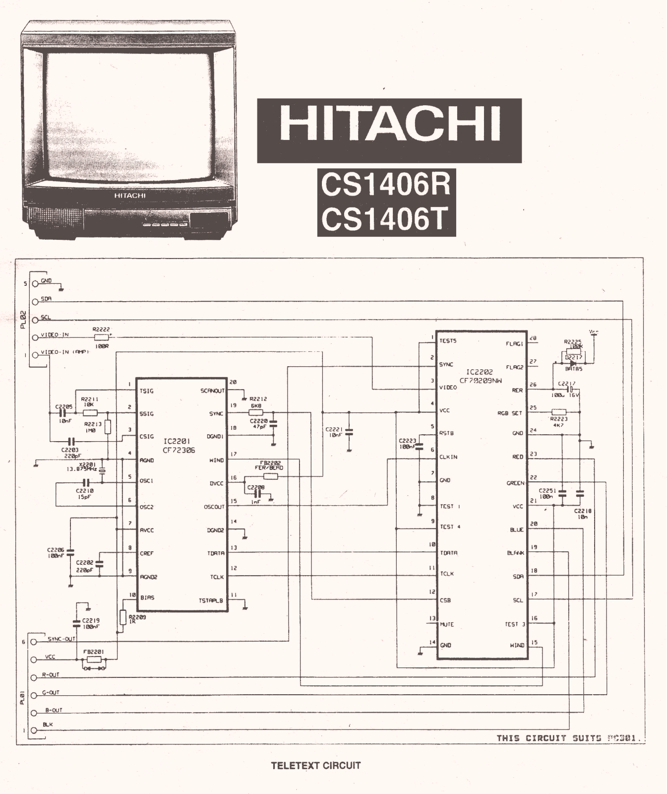 Hitachi CS1406 Schematic