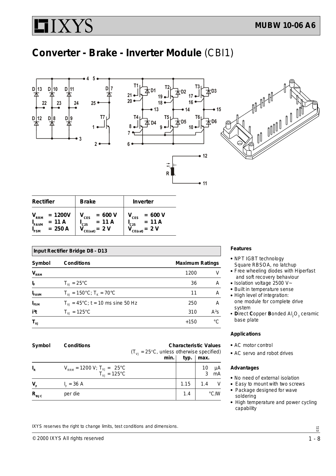 IXYS MUBW10-06A6 Datasheet