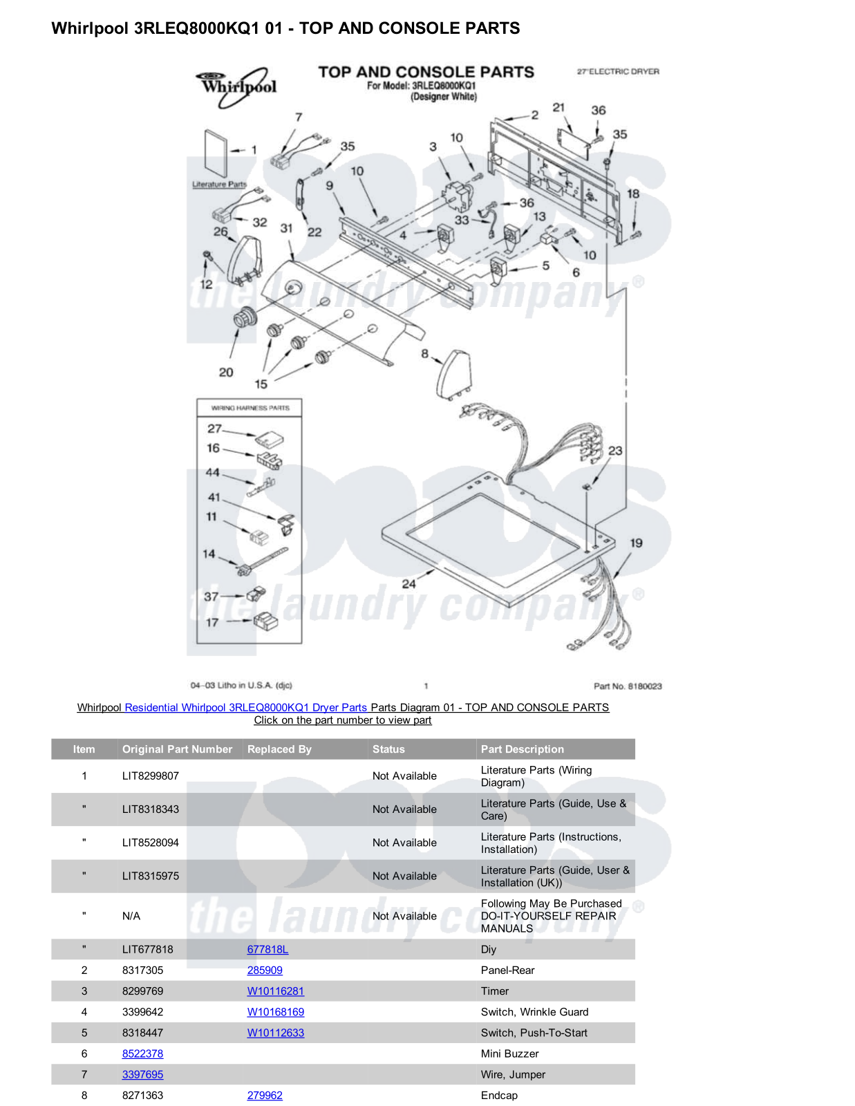 Whirlpool 3RLEQ8000KQ1 Parts Diagram